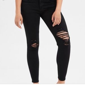 American Eagle Super Stretch Ripped Black Jeans